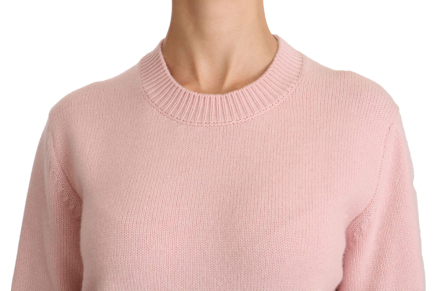 Dolce & Gabbana Cashmere-Blend Pink Crew Neck Sweater