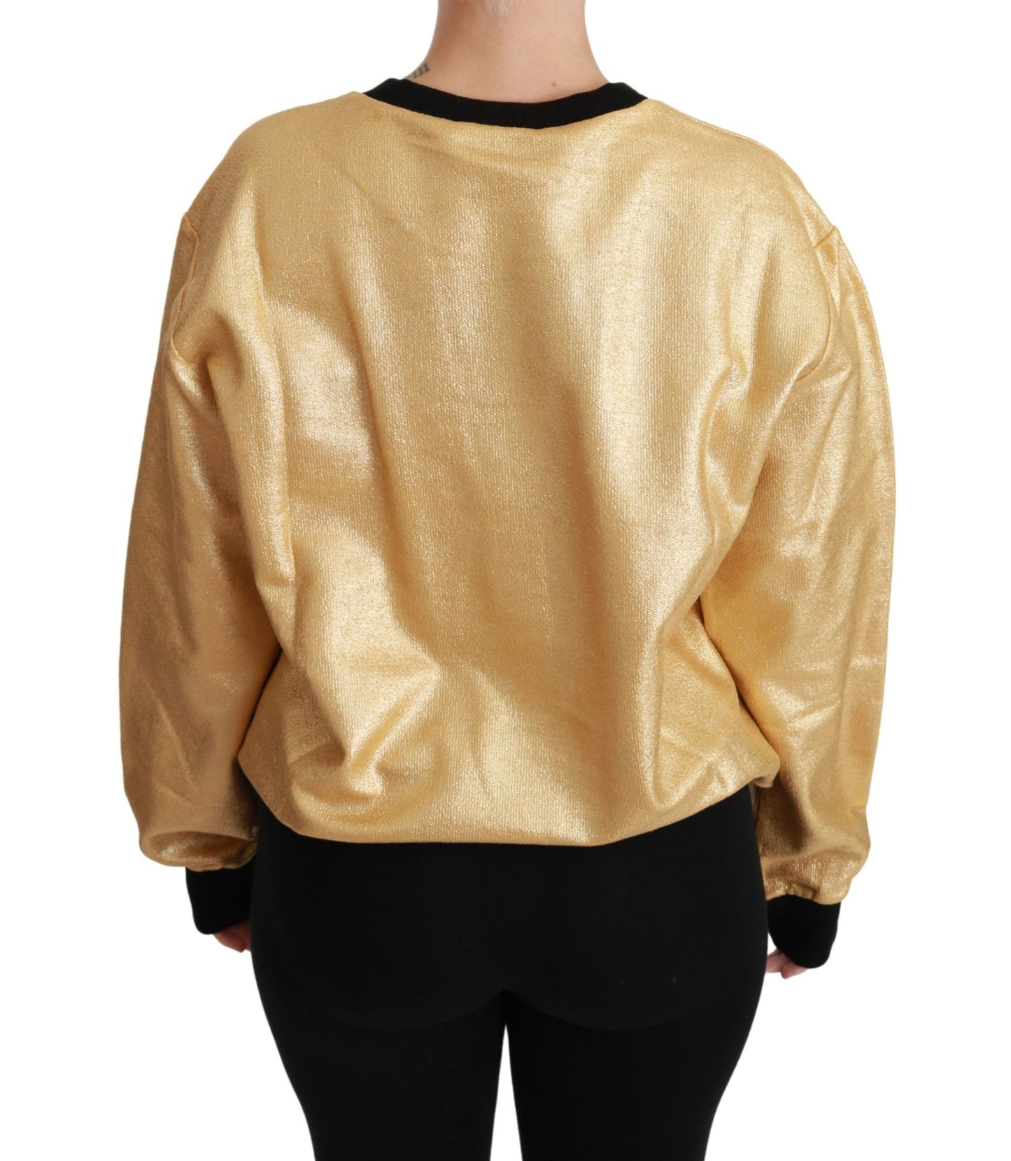 Dolce & Gabbana Elegant Gold Crew Neck Cotton Sweater