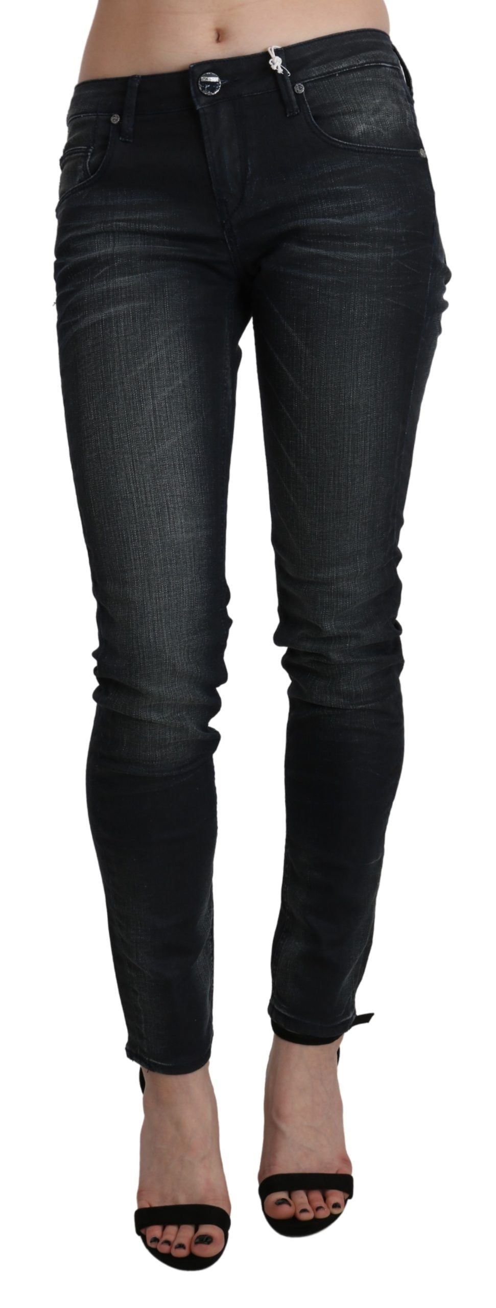 Acht Elegant Low Waist Skinny Black Jeans