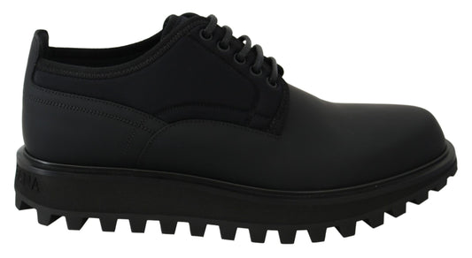 Dolce & Gabbana Elegant Black Calfskin Derby Shoes