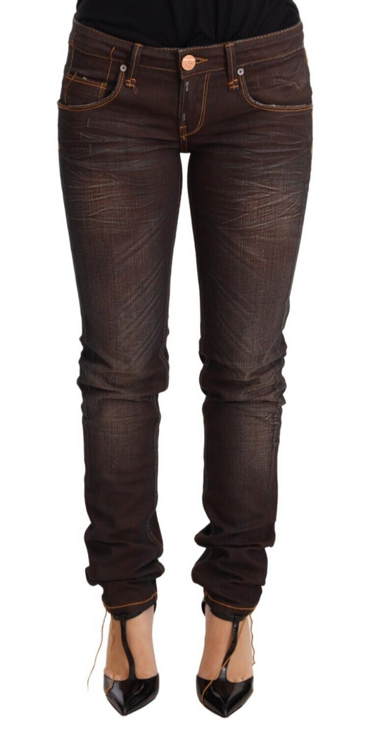 Acht Chic Low Waist Skinny Brown Jeans