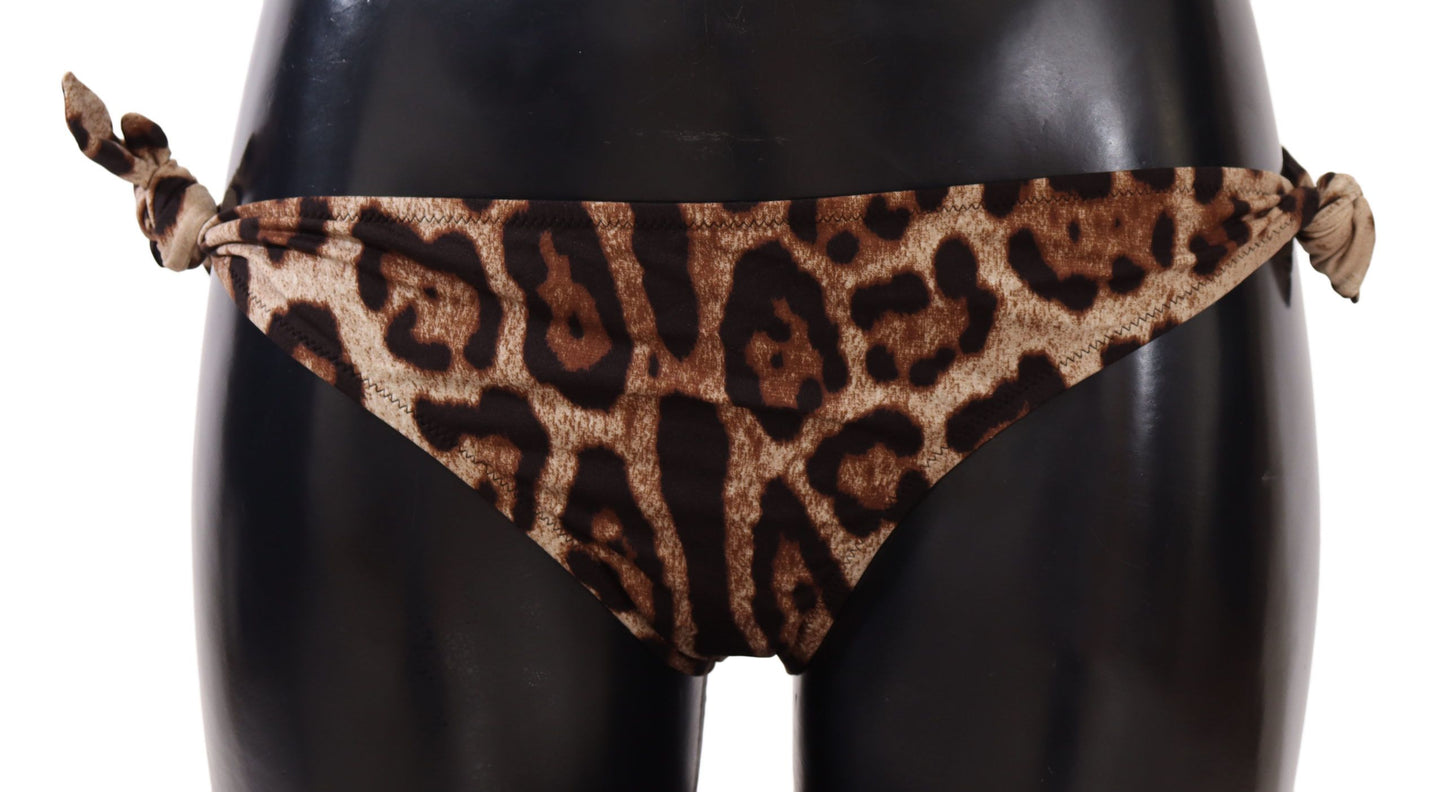 Dolce & Gabbana Elegant Leopard Print Bikini Bottom