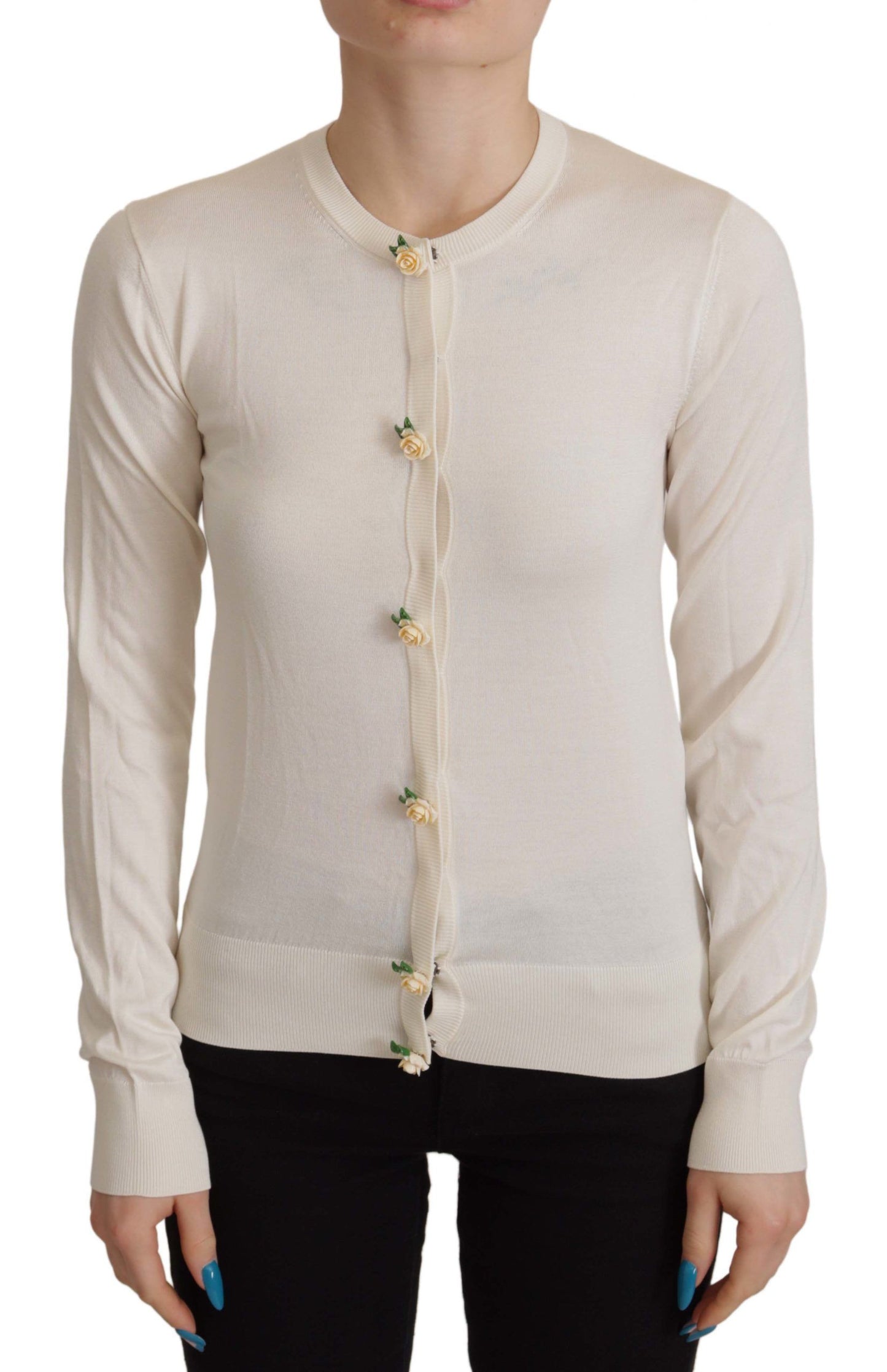 Dolce & Gabbana Elegant Off-White Silk Cardigan