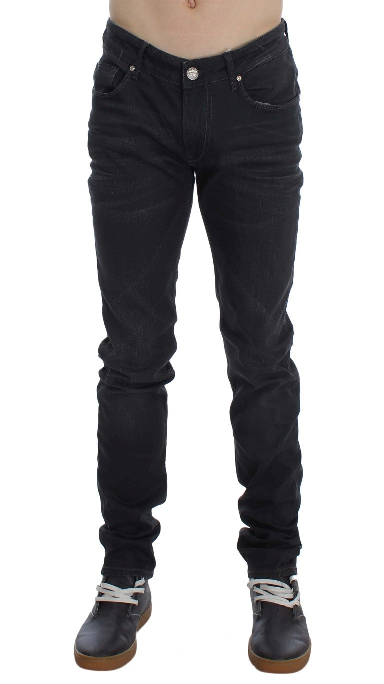 Acht Sleek Gray Slim Fit Men's Premium Denim