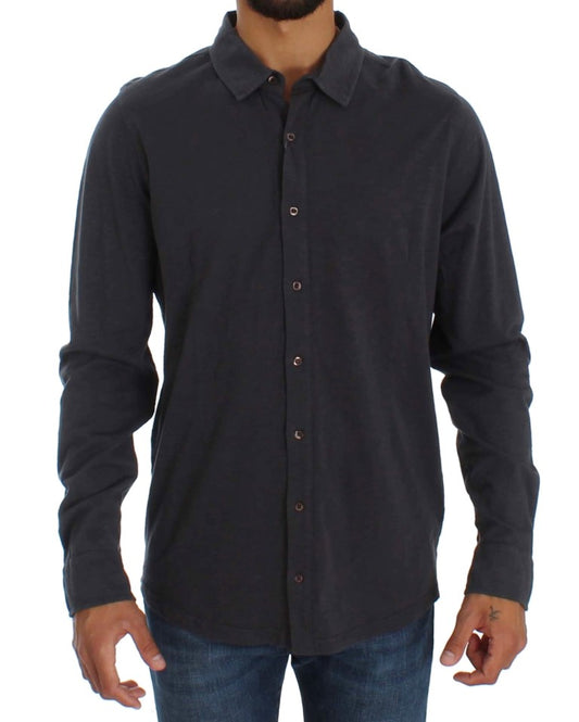 Alpha Massimo Rebecchi Sleek Gray Casual Cotton Shirt