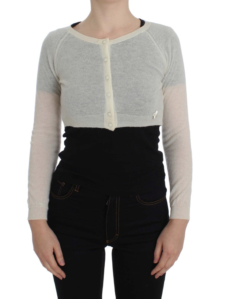 Ermanno Scervino Elegant White Crop Cardigan Sweater