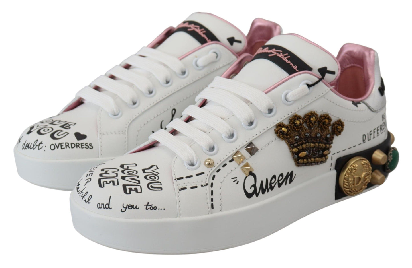 Dolce & Gabbana Queen Crown Chic Leather Sneakers