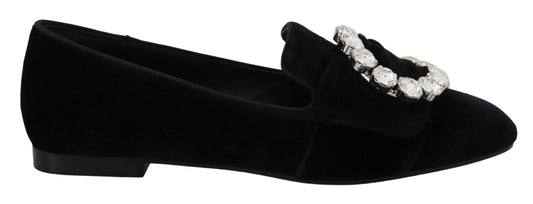 Dolce & Gabbana Chic Velvet Crystal-Embellished Loafers