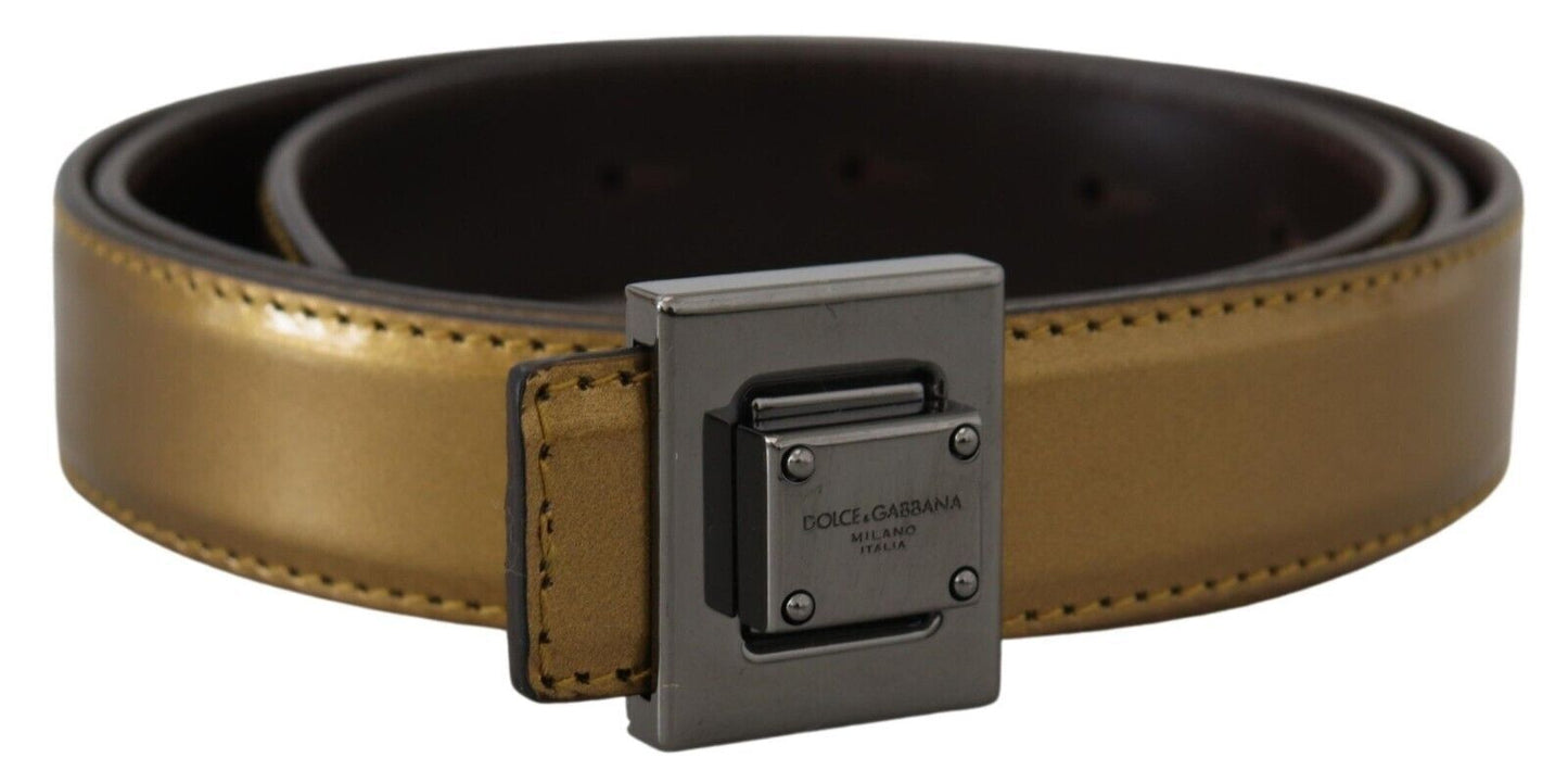 Dolce & Gabbana Gold Square Buckle Leather Belt