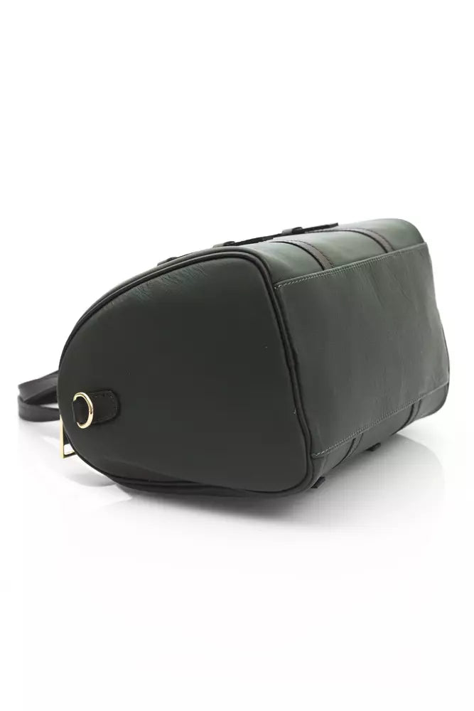 La Martina Green Leather Men Messenger Bag