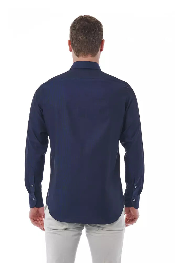 Bagutta Blue Cotton Men Shirt