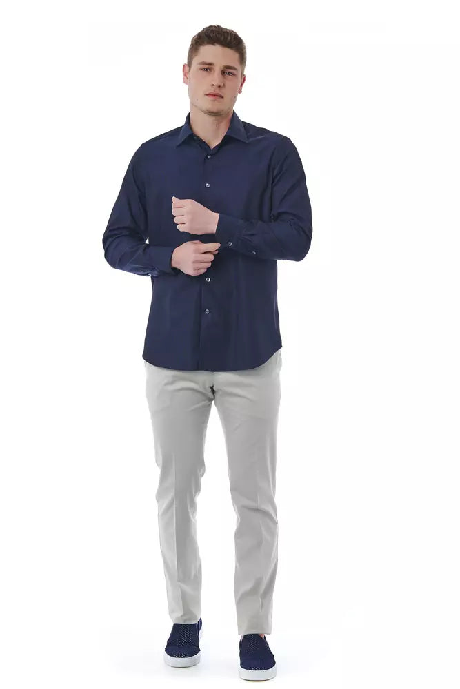 Bagutta Blue Cotton Men Shirt