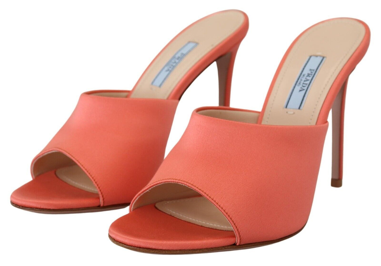 Prada Elegant Coral Leather Heels Sandals