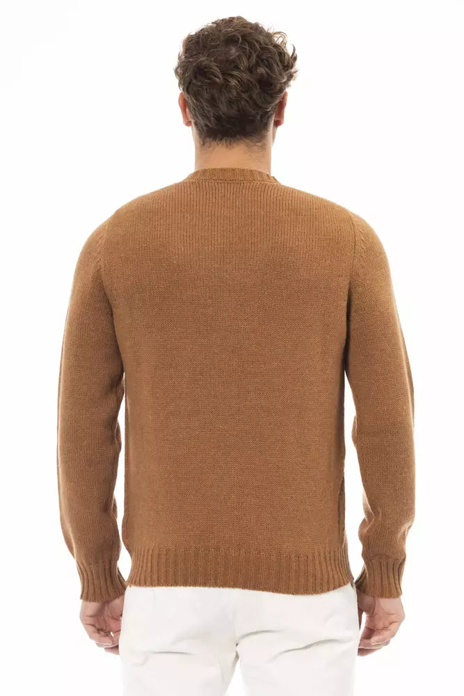 Alpha Studio Beige Alpaca Men Sweater