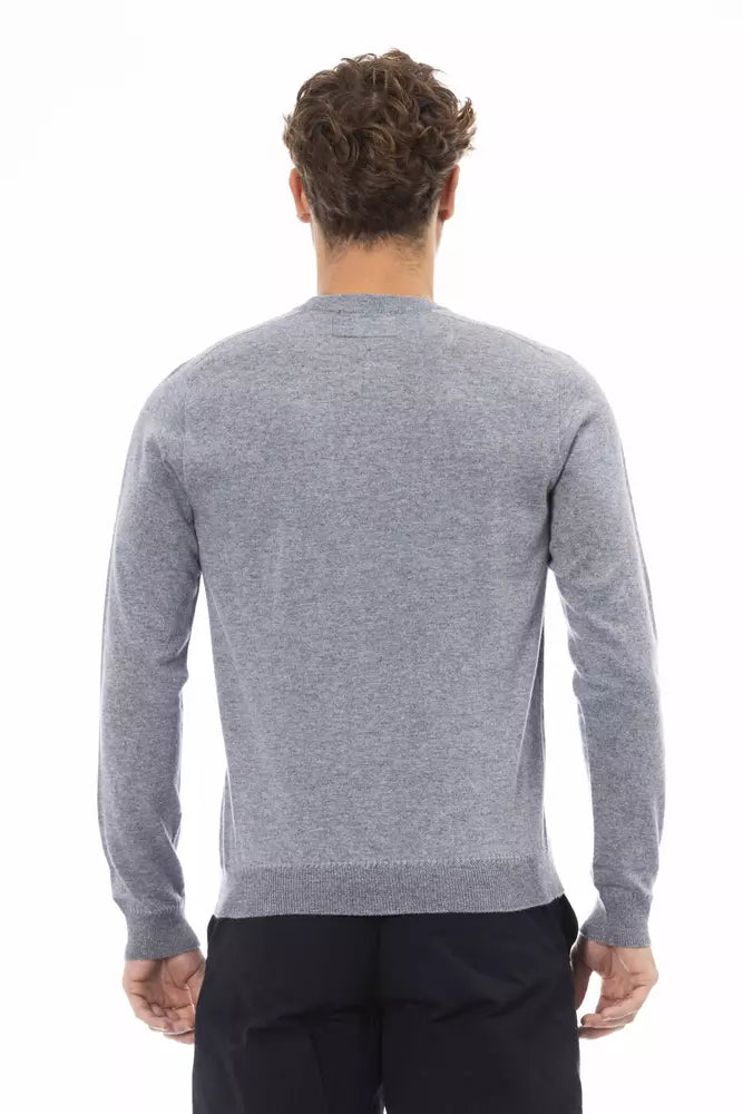 Alpha Studio Light Blue Viscose Men Sweater