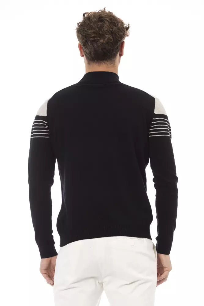 Alpha Studio Black Viscose Men Sweater