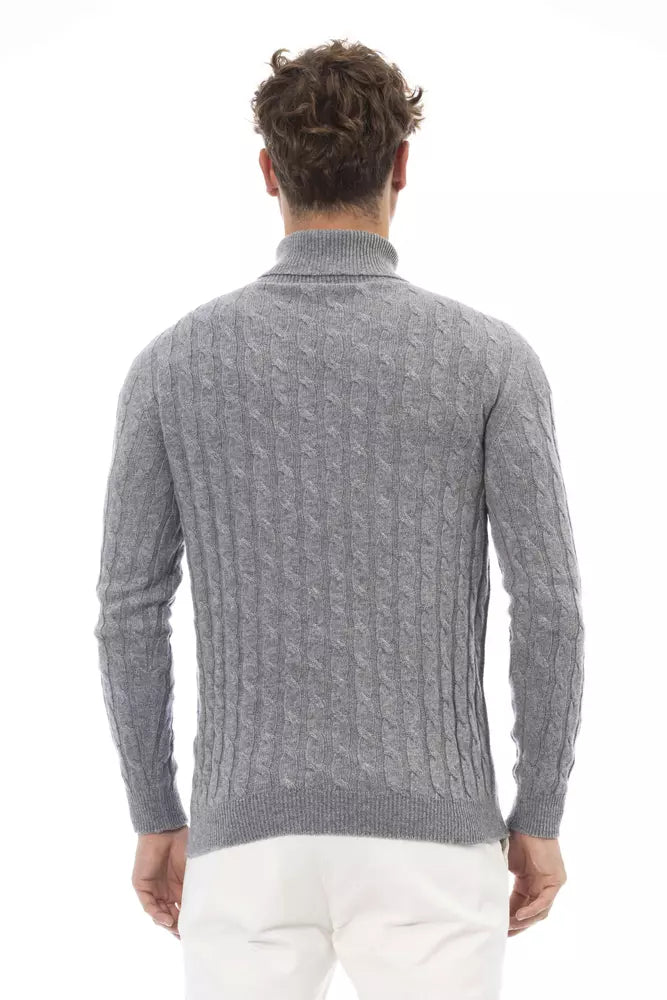 Alpha Studio Gray Viscose Men Sweater