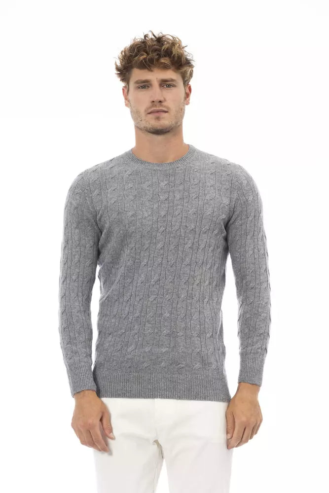 Alpha Studio Gray Cashmere Men Sweater