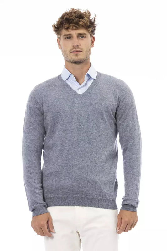 Alpha Studio Light Blue Viscose Men Sweater