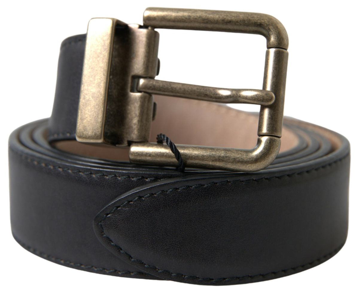 Dolce & Gabbana Elegant Black Leather Belt with Metal Buckle