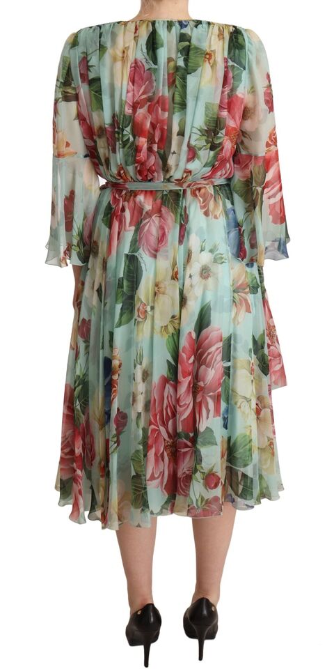 Dolce & Gabbana Floral Silk Midi Wrap Dress