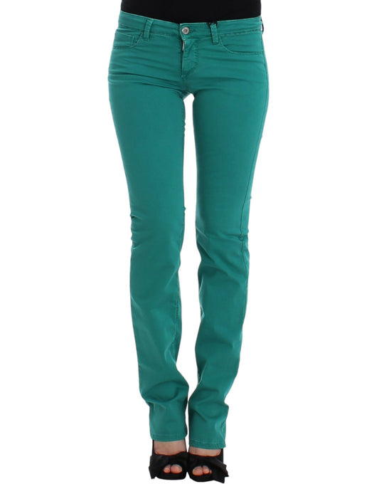 Costume National Chic Green Straight Leg Jeans for Sophisticated Style