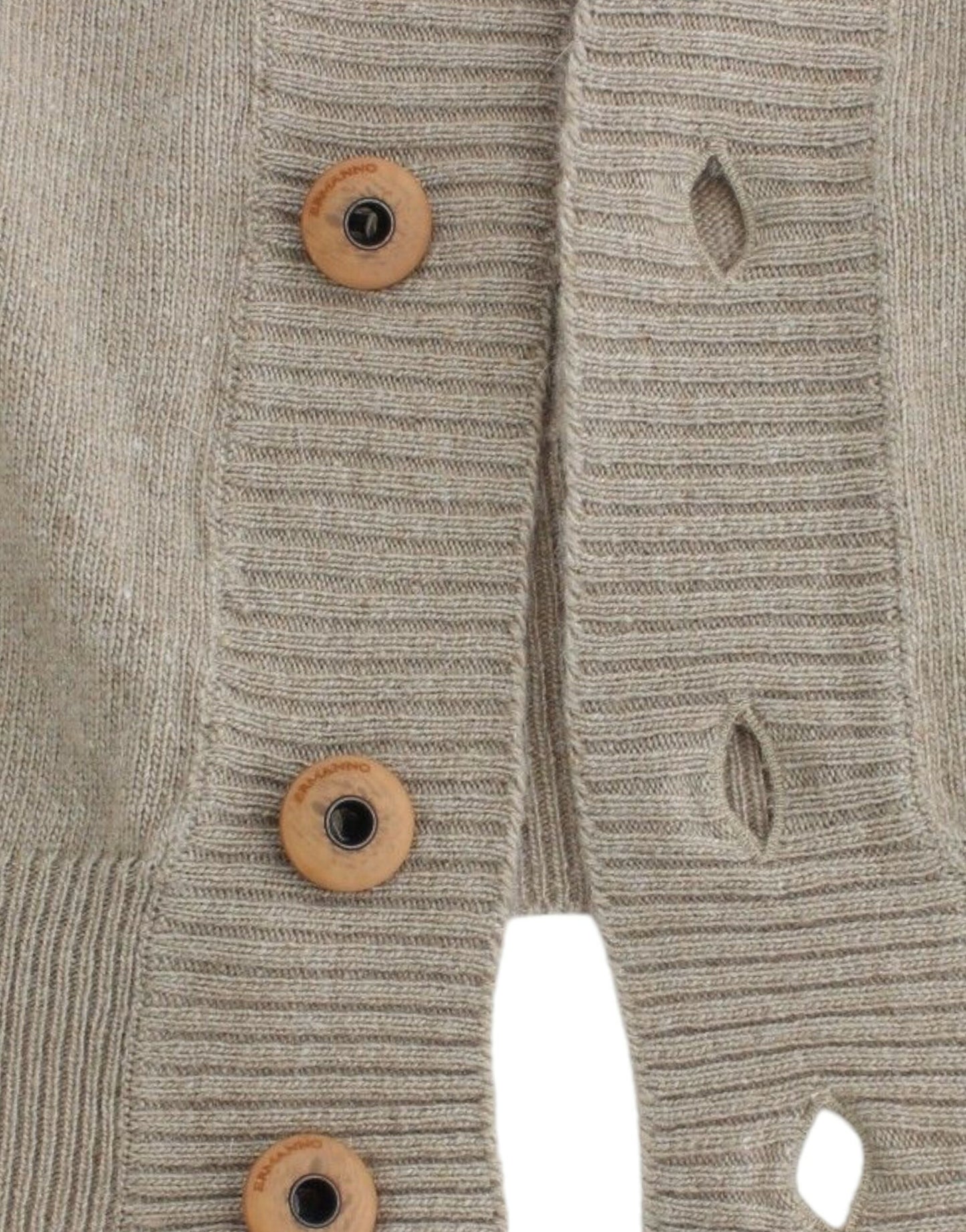 Ermanno Scervino Beige Deep V-Neck Luxury Cardigan