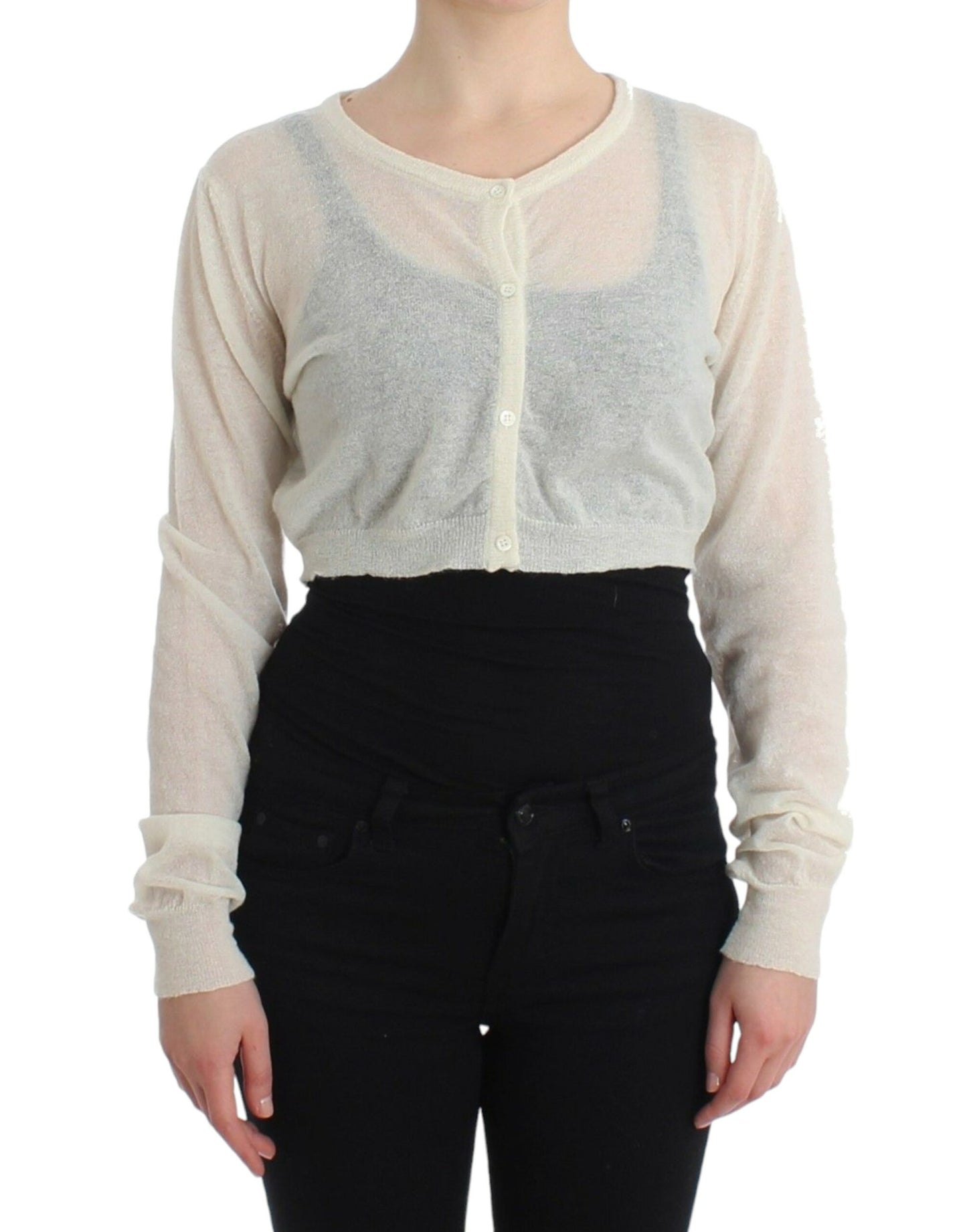 Ermanno Scervino Chic Cropped Alpaca Blend Sweater