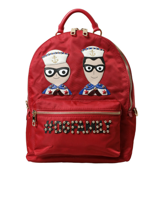 Dolce & Gabbana Embellished Red Backpack with Gold Detailing