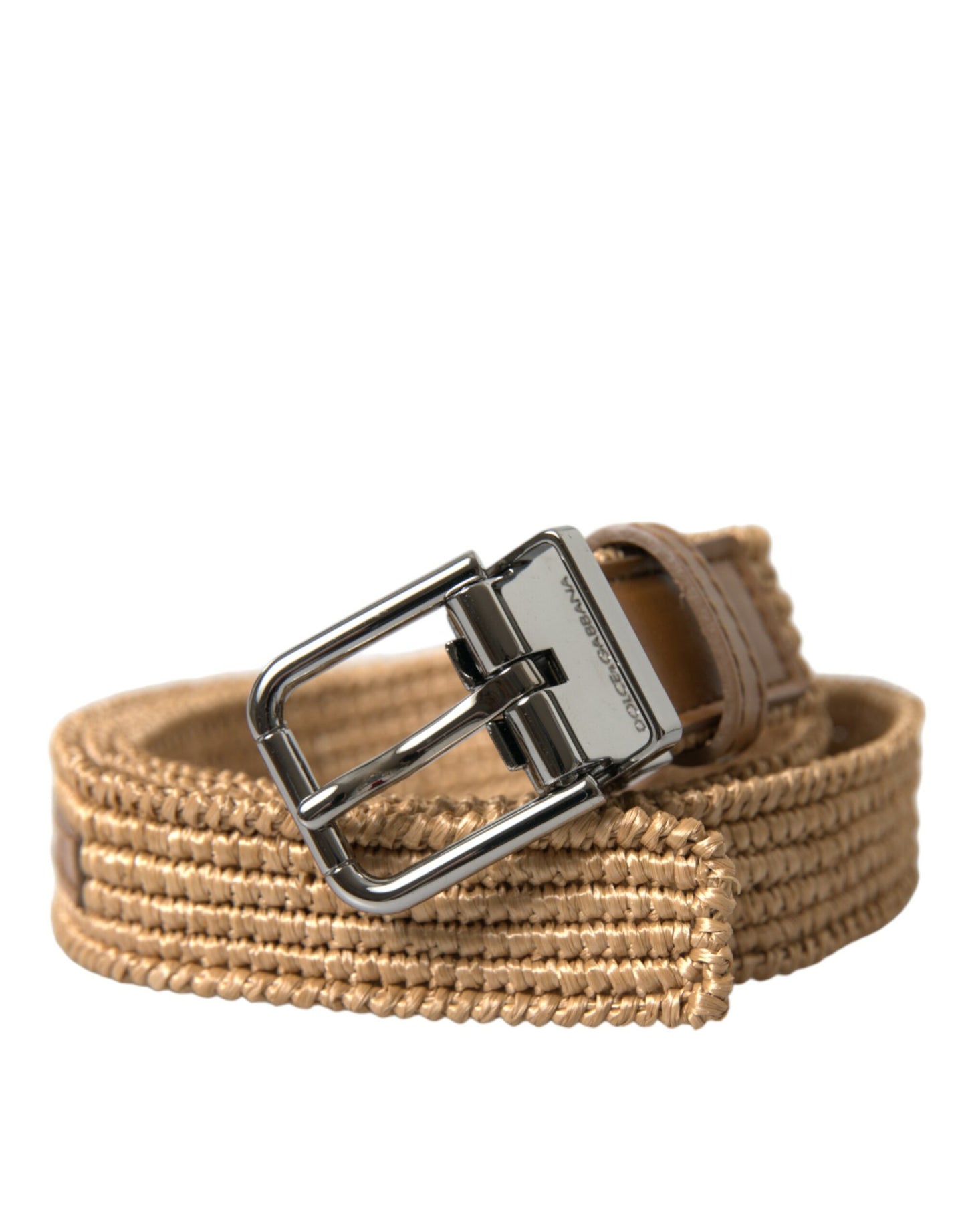 Dolce & Gabbana Elegant Beige Woven Leather Belt