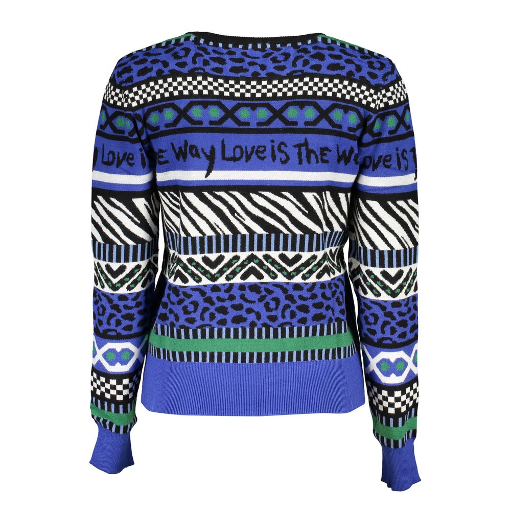 Desigual Elegant Crew Neck Sweater with Contrast Details