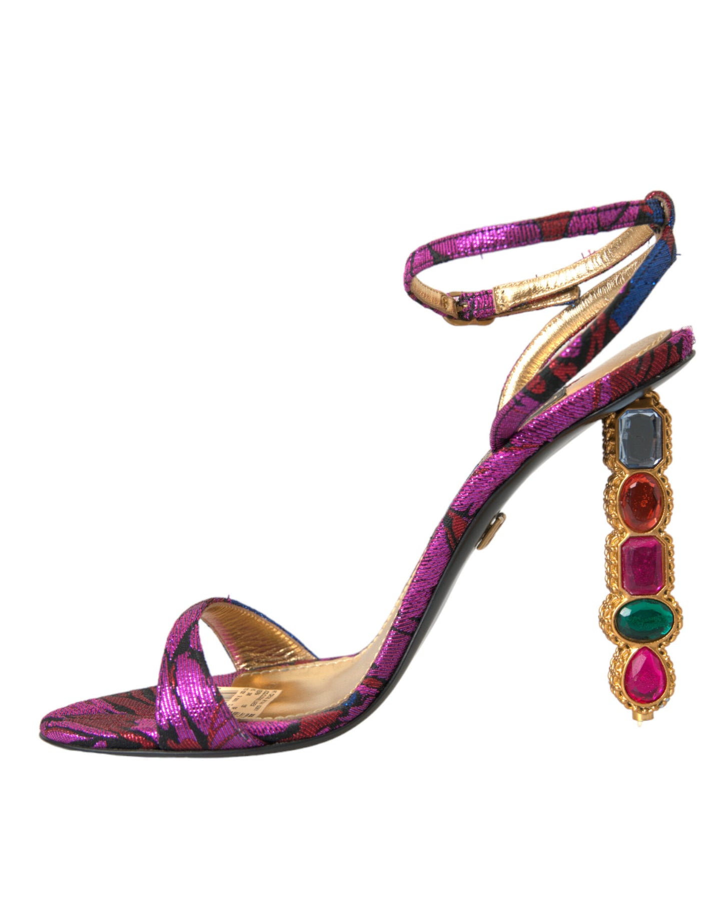 Dolce & Gabbana Multicolor Jacquard Crystals Sandals Shoes