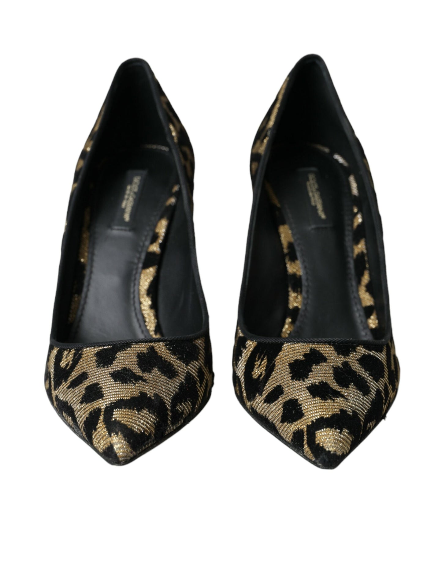 Dolce & Gabbana Black Gold Leopard Lurex Heels Pumps Shoes