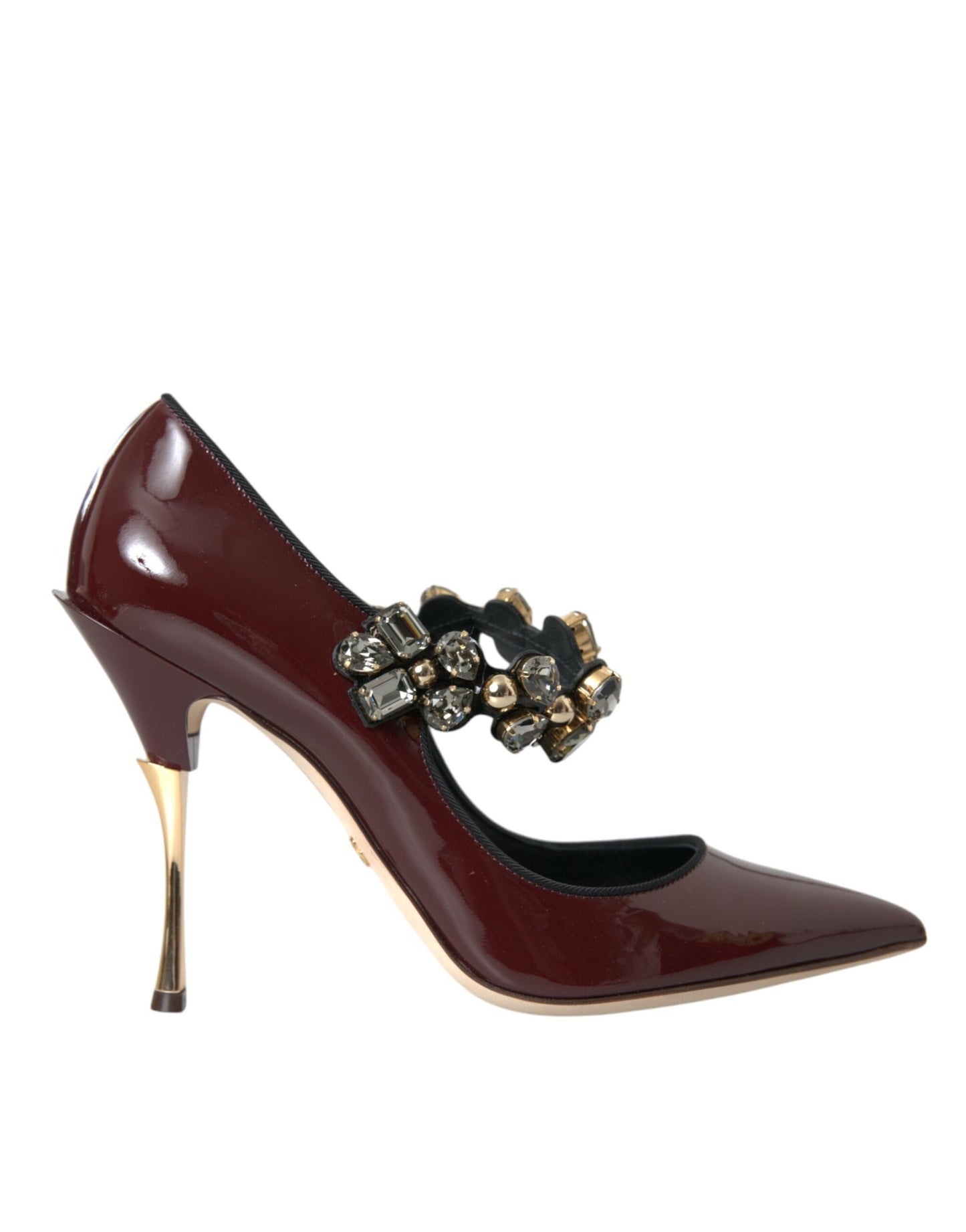 Dolce & Gabbana Bordeaux Leather Crystal Pumps Shoes