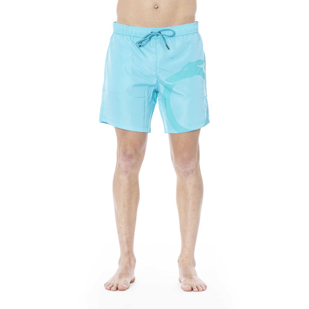 Trussardi Beachwear Light Blue Polyester Men Swim Trunk