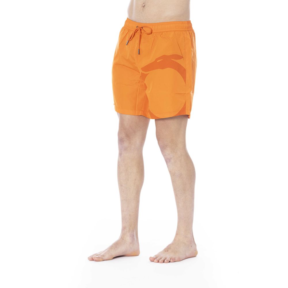 Trussardi Beachwear Orange Polyester Men's Swim Trunk