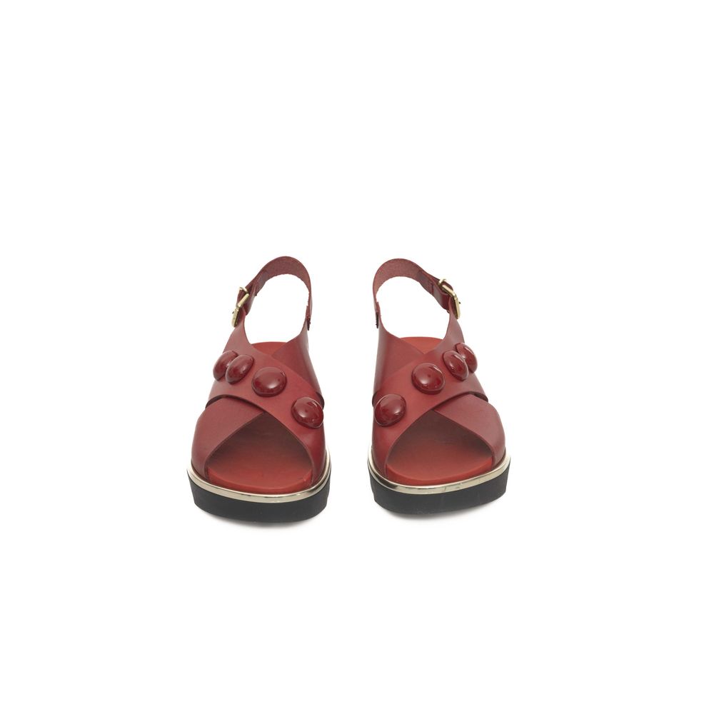 Cerruti 1881 Red Leather Women Sandal