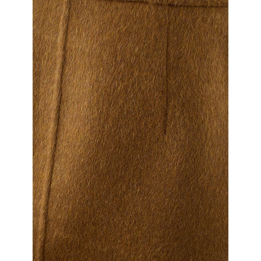 Bottega Veneta Elegant Wool Midi Skirt in Brown