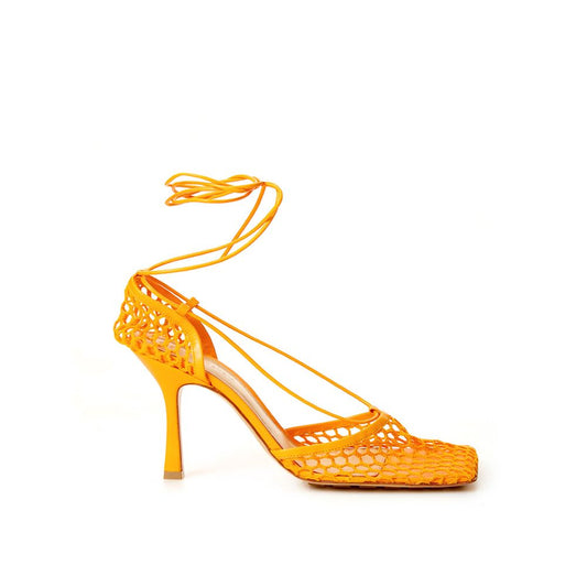 Bottega Veneta Elegant Orange Cotton Leather Sandals