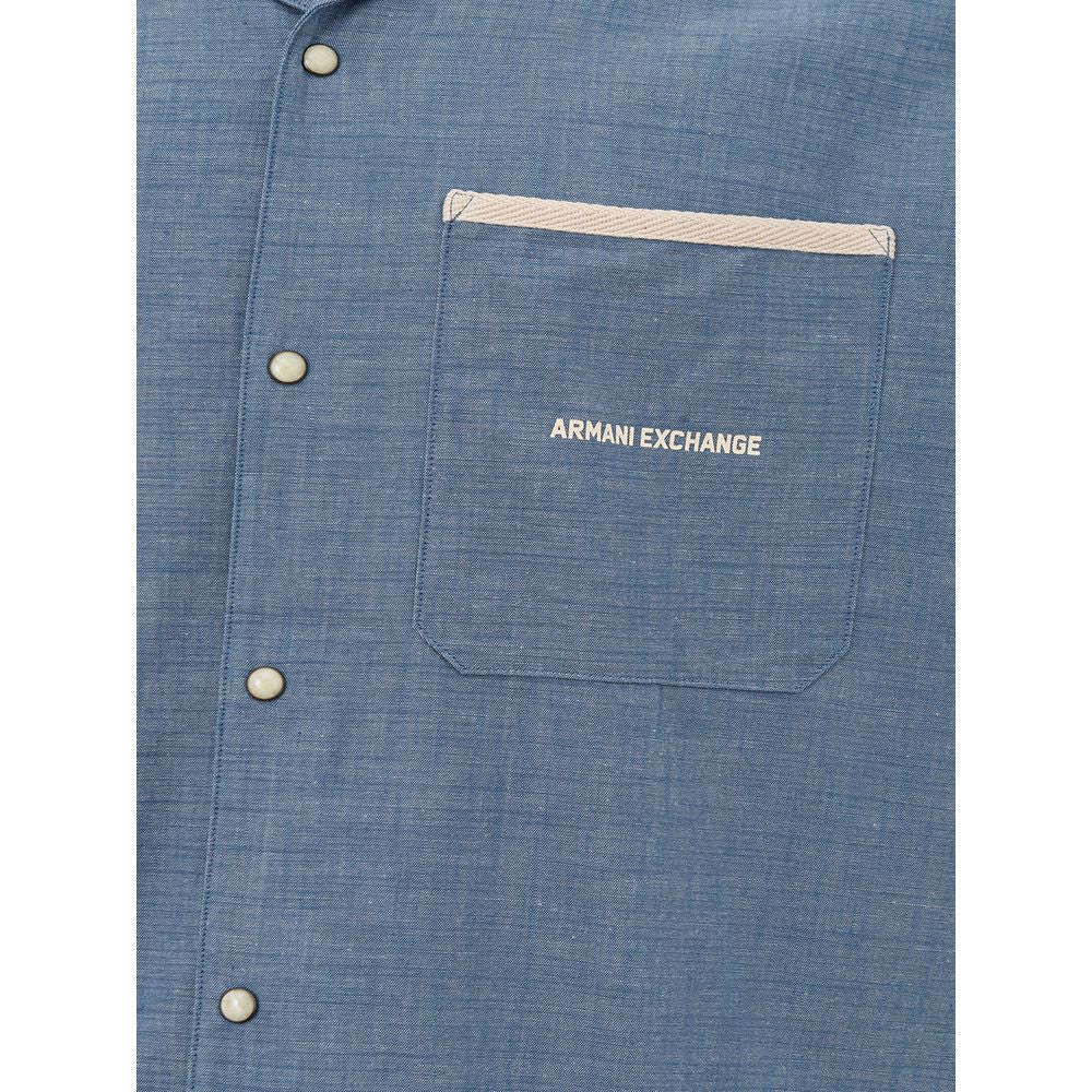 Armani Exchange Elegant Light Blue Men's Cotton Shirt