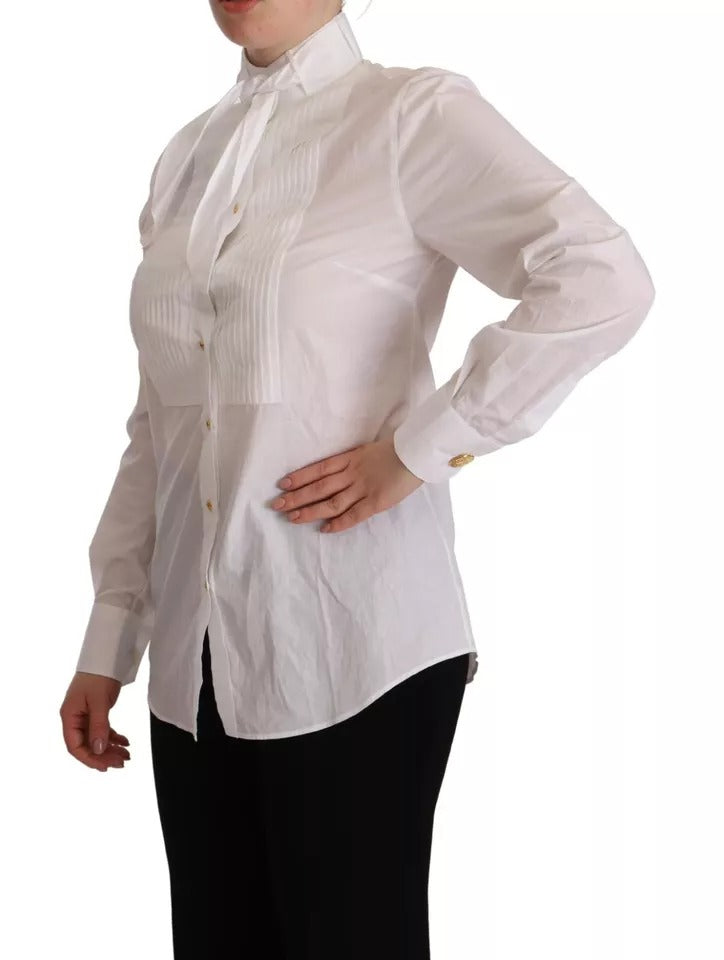 Dolce & Gabbana White Cotton Collared Long Sleeves Formal Shirt Top