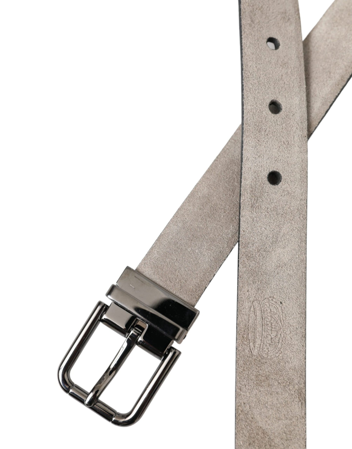 Dolce & Gabbana Beige Suede Leather Silver Metal Buckle Belt