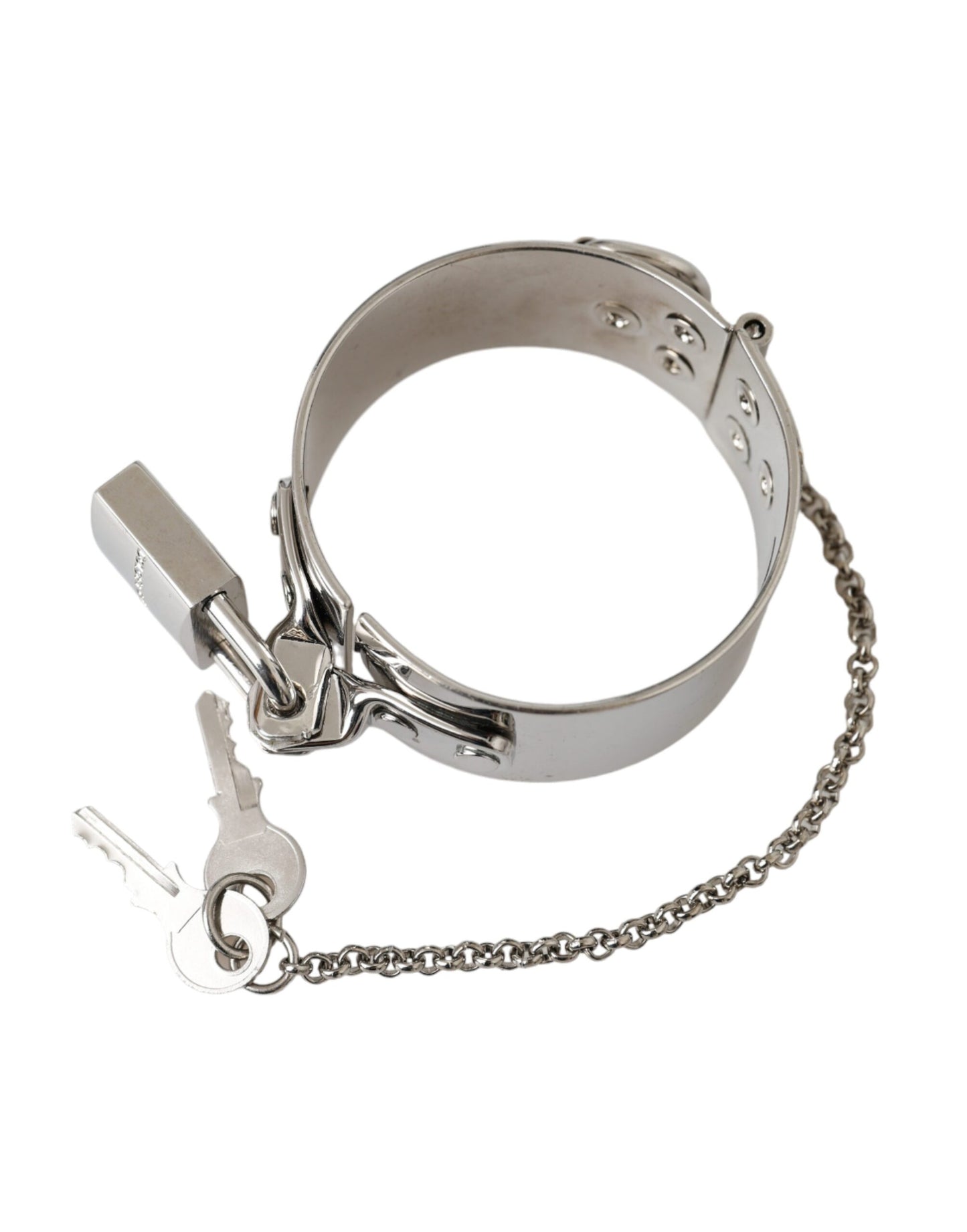 Dolce & Gabbana Silver Metal Brass 1999 Bondage Handcuff Runway Bracelet