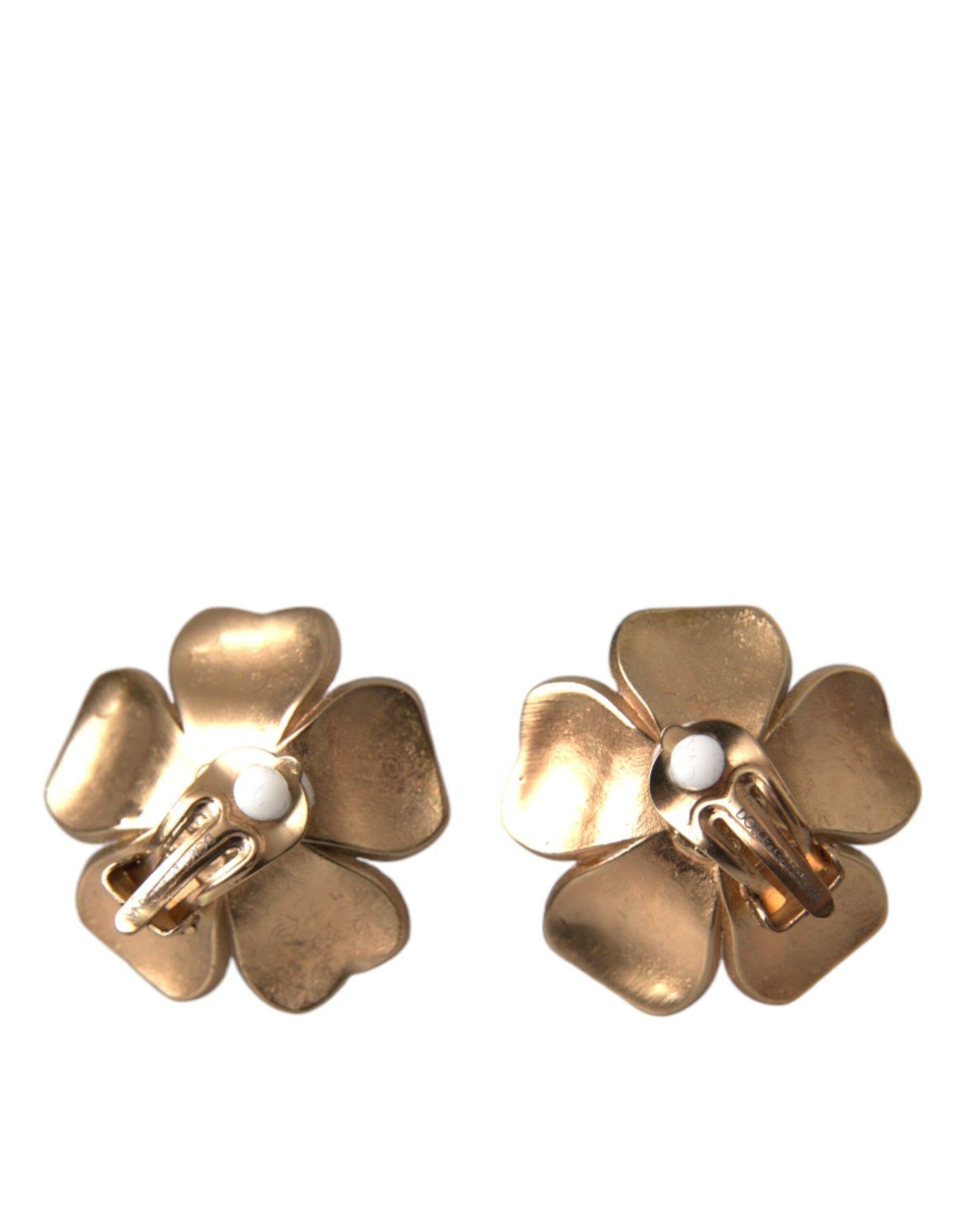 Dolce & Gabbana Gold Tone Maxi Faux Pearl Floral Clip-on Jewelry Earrings