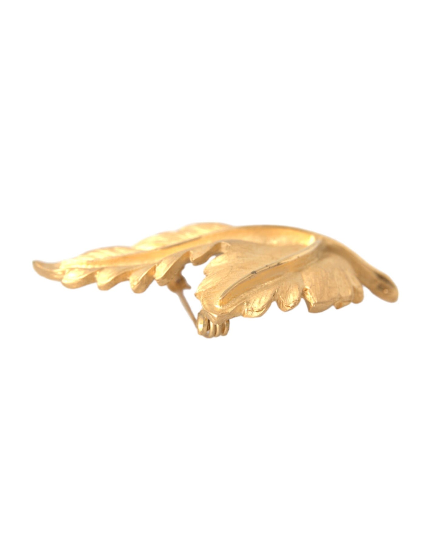 Dolce & Gabbana Gold Brass Leaf Embellished Women Brooch Pin