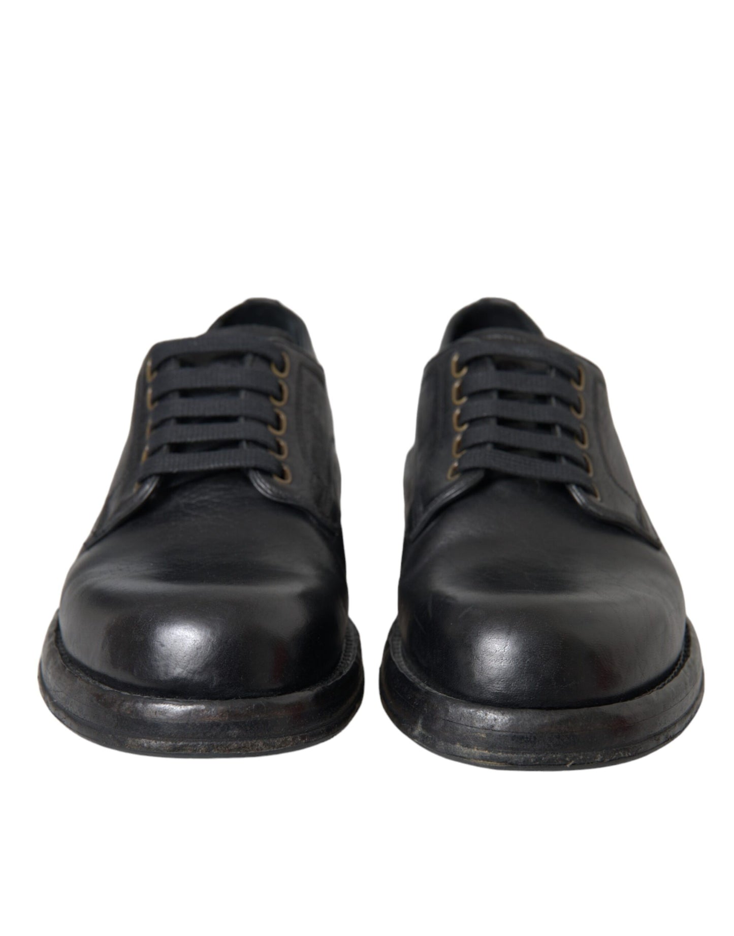 Dolce & Gabbana Black Horse Leather Derby Men Dress Shoes