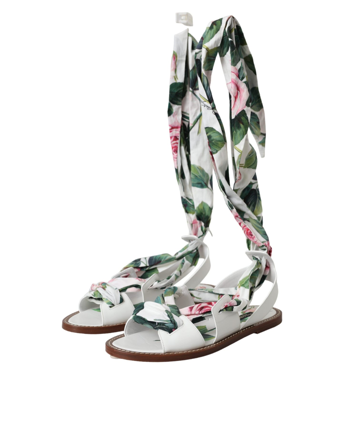 Dolce & Gabbana Multicolor Floral Print Ankle Wrap Sandals Shoes