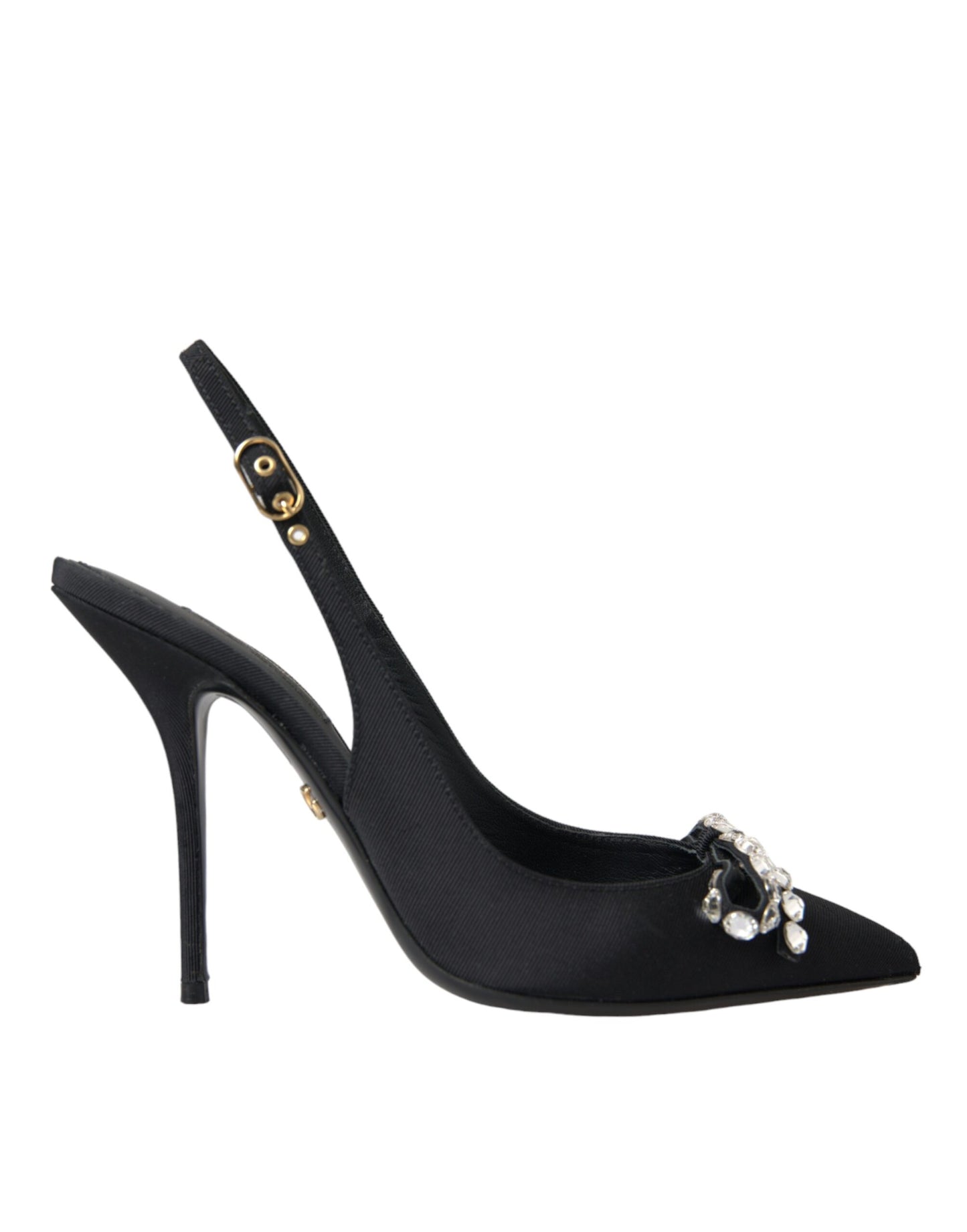 Dolce & Gabbana Black Crystal Embellished Slingback Shoes