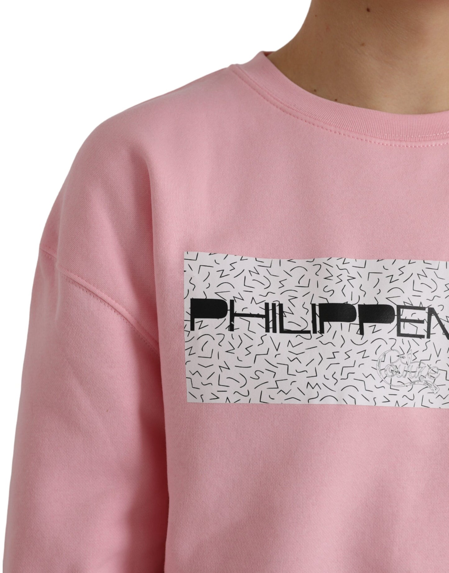 Philippe Model Pink Cotton Logo Print Long Sleeves Pullover Sweater