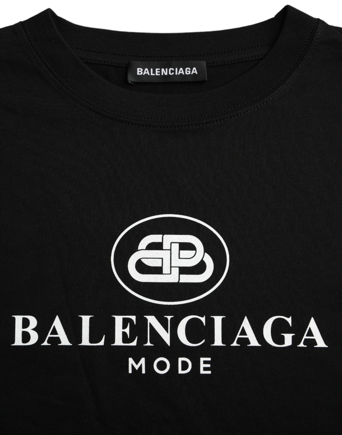 Balenciaga Black Cotton Logo Crew Neck Short Sleeves T-shirt